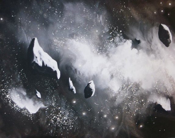 Nebulosa e asteroidi (pittura di Fernando Leschiera)