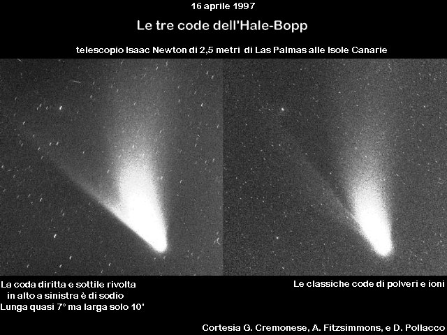 Le tre code della cometa Hale-Bopp