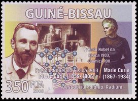 francocollo con i ritratti di Pietro e Maria Curie