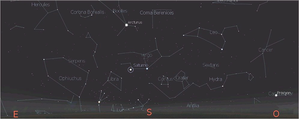 Il cielo a mezzanotte del 11 aprile 1513 a Ravenna