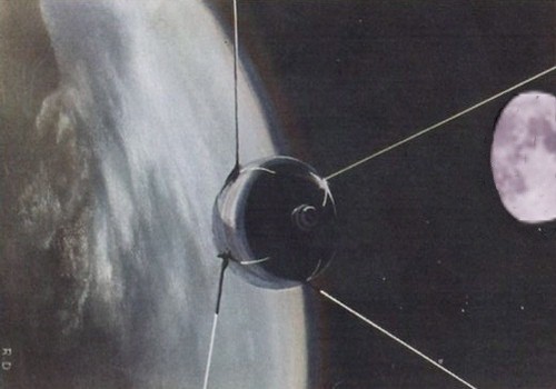 Rappresentazione dello Sputnik in orbita terrestre