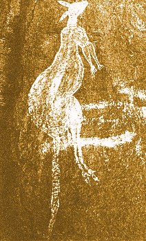 Antica arte aborigena: caccia al canguro