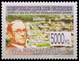 francobollo commemorativo di James Chadwick (1891 - 1974)