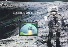 1979, foglietto emesso dall'USA nell'anniversario dello sbarco di Apollo 11